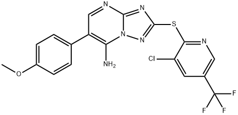 2-([3-CHLORO-5-(TRIFLUOROMETHYL)-2-PYRIDINYL]SULFANYL)-6-(4-METHOXYPHENYL)[1,2,4]TRIAZOLO[1,5-A]PYRIMIDIN-7-AMINE 结构式
