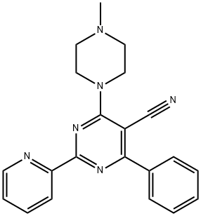 4-(4-METHYLPIPERAZINO)-6-PHENYL-2-(2-PYRIDINYL)-5-PYRIMIDINECARBONITRILE 结构式