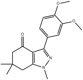 3-(3,4-DIMETHOXYPHENYL)-1,6,6-TRIMETHYL-5,6,7-TRIHYDRO1H-INDAZOL-4-ONE 结构式