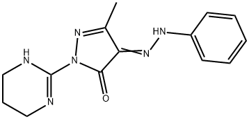 3-METHYL-1-(1,4,5,6-TETRAHYDRO-2-PYRIMIDINYL)-1H-PYRAZOLE-4,5-DIONE 4-(N-PHENYLHYDRAZONE) 结构式