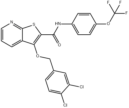 3-[(3,4-DICHLOROBENZYL)OXY]-N-[4-(TRIFLUOROMETHOXY)PHENYL]THIENO[2,3-B]PYRIDINE-2-CARBOXAMIDE 结构式