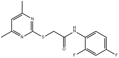 N-(2,4-DIFLUOROPHENYL)-2-[(4,6-DIMETHYL-2-PYRIMIDINYL)SULFANYL]ACETAMIDE 结构式