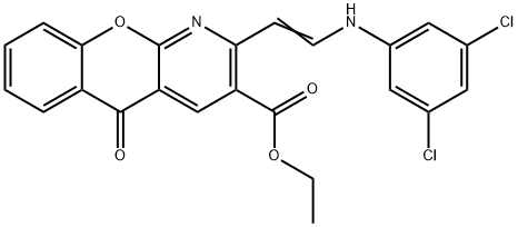ETHYL 2-[2-(3,5-DICHLOROANILINO)VINYL]-5-OXO-5H-CHROMENO[2,3-B]PYRIDINE-3-CARBOXYLATE 结构式