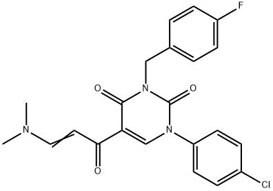 1-(4-CHLOROPHENYL)-5-[3-(DIMETHYLAMINO)ACRYLOYL]-3-(4-FLUOROBENZYL)-2,4(1H,3H)-PYRIMIDINEDIONE 结构式