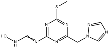 N'-HYDROXY-N-[4-(METHYLSULFANYL)-6-(1H-1,2,4-TRIAZOL-1-YLMETHYL)-1,3,5-TRIAZIN-2-YL]IMINOFORMAMIDE 结构式