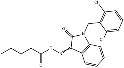 1-(2,6-DICHLOROBENZYL)-3-[(PENTANOYLOXY)IMINO]-1,3-DIHYDRO-2H-INDOL-2-ONE 结构式