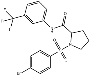 1-[(4-BROMOPHENYL)SULFONYL]-N-[3-(TRIFLUOROMETHYL)PHENYL]-2-PYRROLIDINECARBOXAMIDE 结构式