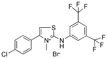 4-(4-Chlorophenyl)-2-[3,5-di(trifluoromethyl)anilino]-3-methyl-1,3-thiazol-3-ium bromide 结构式