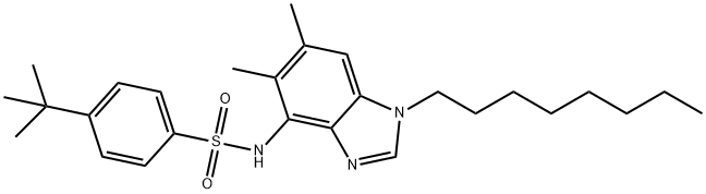 4-(TERT-BUTYL)-N-(5,6-DIMETHYL-1-OCTYL-1H-1,3-BENZIMIDAZOL-4-YL)BENZENESULFONAMIDE 结构式