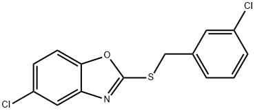 5-CHLORO-1,3-BENZOXAZOL-2-YL 3-CHLOROBENZYL SULFIDE 结构式