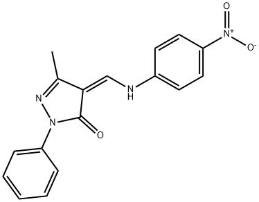 5-METHYL-4-[(4-NITROANILINO)METHYLENE]-2-PHENYL-2,4-DIHYDRO-3H-PYRAZOL-3-ONE 结构式