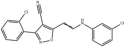 5-[2-(3-CHLOROANILINO)VINYL]-3-(2-CHLOROPHENYL)-4-ISOXAZOLECARBONITRILE 结构式