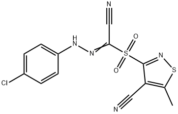 3-([2-(4-CHLOROPHENYL)(CYANO)CARBOHYDRAZONOYL]SULFONYL)-5-METHYL-4-ISOTHIAZOLECARBONITRILE 结构式