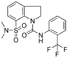 7-(DIMETHYLAMINOSULPHONYL)-2,3-DIHYDRO-1-[[N-[2-(TRIFLUOROMETHYL)PHENYL]AMINO]CARBONYL]-(1H)-INDOLE 结构式