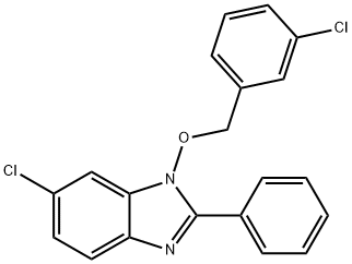 6-CHLORO-1-[(3-CHLOROBENZYL)OXY]-2-PHENYL-1H-1,3-BENZIMIDAZOLE 结构式