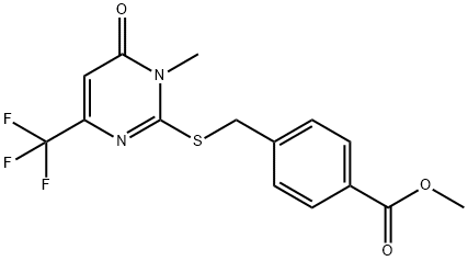 METHYL 4-(([1-METHYL-6-OXO-4-(TRIFLUOROMETHYL)-1,6-DIHYDRO-2-PYRIMIDINYL]SULFANYL)METHYL)BENZENECARBOXYLATE 结构式