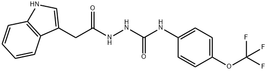 2-INDOL-3-YL-N-(((4-(TRIFLUOROMETHOXY)PHENYL)AMINO)CARBONYLAMINO)ETHANAMIDE 结构式