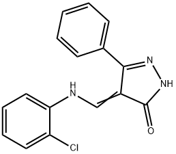 4-[(2-CHLOROANILINO)METHYLENE]-5-PHENYL-2,4-DIHYDRO-3H-PYRAZOL-3-ONE 结构式