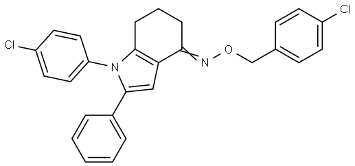 1-(4-Chlorophenyl)-2-phenyl-1,5,6,7-tetrahydro-4H-indol-4-one O-(4-chlorobenzyl)oxime 结构式