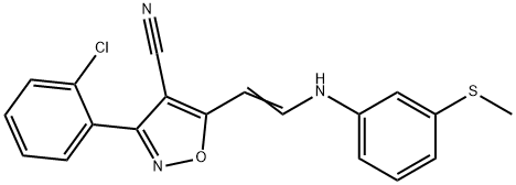 3-(2-CHLOROPHENYL)-5-(2-[3-(METHYLSULFANYL)ANILINO]VINYL)-4-ISOXAZOLECARBONITRILE 结构式