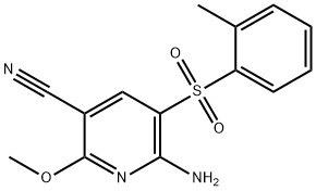 6-氨基-2-甲氧基-5-(邻甲苯磺酰基)烟腈 结构式