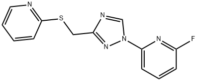 2-FLUORO-6-(3-[(2-PYRIDINYLSULFANYL)METHYL]-1H-1,2,4-TRIAZOL-1-YL)PYRIDINE 结构式