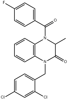 1-(2,4-DICHLOROBENZYL)-4-(4-FLUOROBENZOYL)-3-METHYL-3,4-DIHYDRO-2(1H)-QUINOXALINONE 结构式