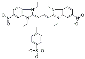 2-(3-(1,3-DIETHYL-5-NITRO-1H-2(3H)-BENZIMIDAZOLIDENE)-1-PROPENYL)-1,3-DIETHYL-5-NITRO-1H-BENZIMIDAZOLIUM 4-TOLUENESULFONATE 结构式