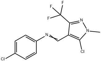 4-CHLORO-N-((E)-[5-CHLORO-1-METHYL-3-(TRIFLUOROMETHYL)-1H-PYRAZOL-4-YL]METHYLIDENE)ANILINE 结构式