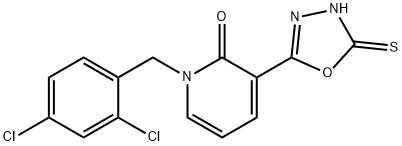 1-(2,4-Dichlorobenzyl)-3-(5-sulfanyl-1,3,4-oxadiazol-2-yl)-2(1H)-pyridinone 结构式