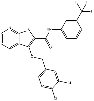 3-[(3,4-DICHLOROBENZYL)OXY]-N-[3-(TRIFLUOROMETHYL)PHENYL]THIENO[2,3-B]PYRIDINE-2-CARBOXAMIDE 结构式