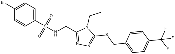 4-Bromo-N-[(4-ethyl-5-([4-(trifluoromethyl)benzyl]sulfanyl)-4H-1,2,4-triazol-3-yl)methyl]benzenesulfonamide 结构式