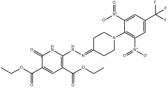 DIETHYL 2-(2-(1-[2,6-DINITRO-4-(TRIFLUOROMETHYL)PHENYL]-4-PIPERIDINYLIDENE)HYDRAZINO)-6-HYDROXY-3,5-PYRIDINEDICARBOXYLATE 结构式