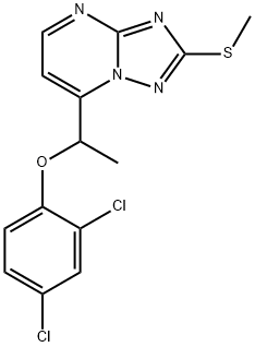 2,4-DICHLOROPHENYL 1-[2-(METHYLSULFANYL)[1,2,4]TRIAZOLO[1,5-A]PYRIMIDIN-7-YL]ETHYL ETHER 结构式