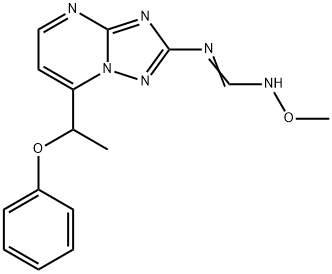 N'-METHOXY-N-[7-(1-PHENOXYETHYL)[1,2,4]TRIAZOLO[1,5-A]PYRIMIDIN-2-YL]IMINOFORMAMIDE 结构式