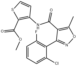 METHYL 3-((3-(2-CHLORO-6-FLUOROPHENYL)-5-METHYLISOXAZOL-4-YL)CARBONYLAMINO)THIOPHENE-2-CARBOXYLATE 结构式