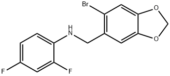 N-[(6-BROMO-1,3-BENZODIOXOL-5-YL)METHYL]-2,4-DIFLUOROANILINE 结构式