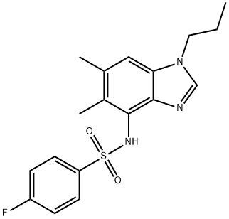 N-(5,6-Dimethyl-1-propyl-1H-1,3-benzimidazol-4-yl)-4-fluorobenzenesulfonamide 结构式