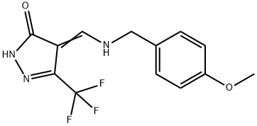 4-([(4-METHOXYBENZYL)AMINO]METHYLENE)-5-(TRIFLUOROMETHYL)-2,4-DIHYDRO-3H-PYRAZOL-3-ONE 结构式