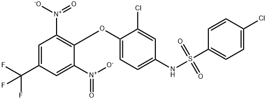 4-CHLORO-N-(3-CHLORO-4-[2,6-DINITRO-4-(TRIFLUOROMETHYL)PHENOXY]PHENYL)BENZENESULFONAMIDE 结构式