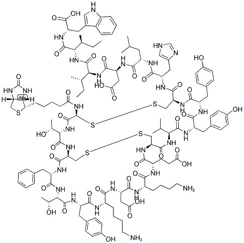 BIOTIN-CYS-THR-CYS-PHE-THR-TYR-LYS-ASP-LYS-GLU-CYS-VAL-TYR-TYR-CYS-HIS-LEU-ASP-ILE-ILE-TRP 结构式