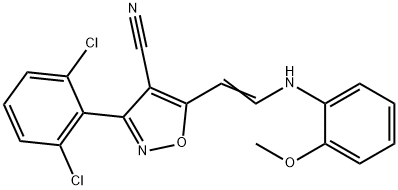 3-(2,6-DICHLOROPHENYL)-5-[2-(2-METHOXYANILINO)VINYL]-4-ISOXAZOLECARBONITRILE 结构式