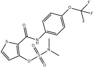 N,N-DIMETHYL(2-([4-(TRIFLUOROMETHOXY)ANILINO]CARBONYL)-3-THIENYL)SULFAMATE 结构式
