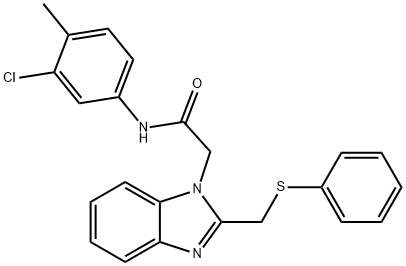 N-(3-氯-4-甲基苯基)-2-(2-((苯硫基)甲基)-1H-苯并[D]咪唑-1-基)乙酰胺 结构式