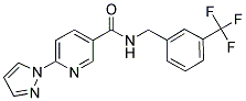 6-(1H-Pyrazol-1-yl)-N-[3-(trifluoromethyl)benzyl]nicotinamide 结构式