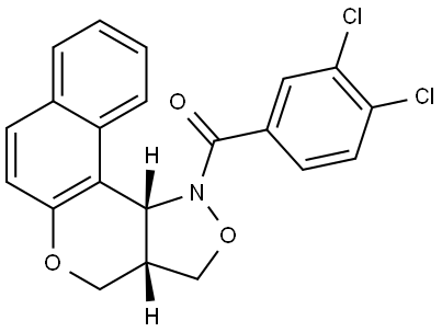 3a,11c-Dihydro-3H-benzo[5,6]chromeno[4,3-c]isoxazol-1(4H)-yl(3,4-dichlorophenyl)methanone 结构式