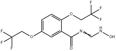 N-[(HYDROXYIMINO)METHYL]-2,5-BIS(2,2,2-TRIFLUOROETHOXY)BENZENECARBOXAMIDE 结构式