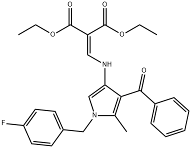 DIETHYL 2-(([4-BENZOYL-1-(4-FLUOROBENZYL)-5-METHYL-1H-PYRROL-3-YL]AMINO)METHYLENE)MALONATE 结构式