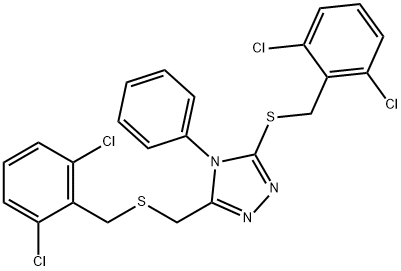 2,6-DICHLOROBENZYL 5-([(2,6-DICHLOROBENZYL)SULFANYL]METHYL)-4-PHENYL-4H-1,2,4-TRIAZOL-3-YL SULFIDE 结构式