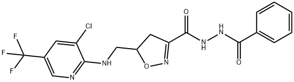 N'-BENZOYL-5-(([3-CHLORO-5-(TRIFLUOROMETHYL)-2-PYRIDINYL]AMINO)METHYL)-4,5-DIHYDRO-3-ISOXAZOLECARBOHYDRAZIDE 结构式